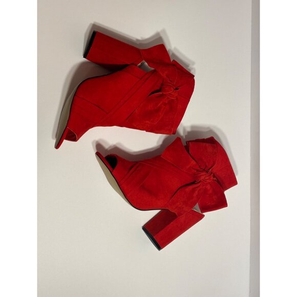 River Island Red Soft Suede block heel booties US size 7 - Picture 2 of 9